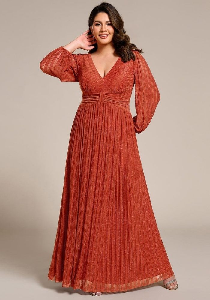 Rostrot Kleid Hochzeitskleid 2025 Glänzend Hohe Taille